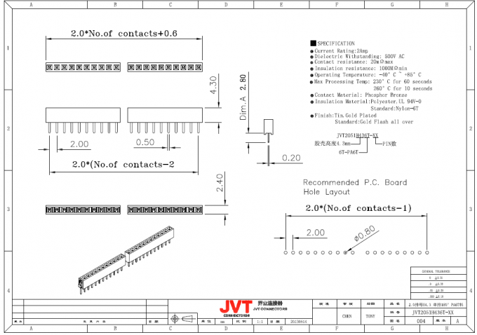 14명의 폴란드는 2.0mm PCB/오디오/주문을 받아서 만들어진 힘을 위한 금관 악기 남성 Pin 우두머리를 투구합니다